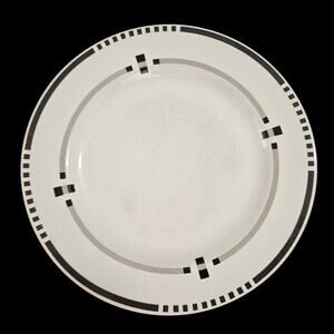 Vitromaster Top Hat Salad Plates Set 4 Black Gray Geometric Stoneware